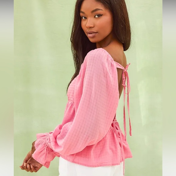 NWOT Harlow Pink Long Sleeve Backless Top - Picture 2 of 7